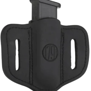 1791 Gunleather MAG12SBLA MAG1.2 Single Mag Holster Stealth Black Leather Belt Slide Compatible w/ Double Stack Ambidextrous