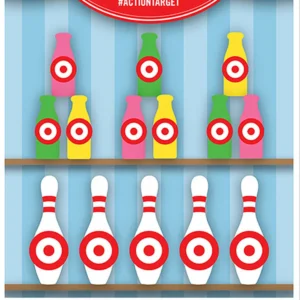 Action Target GSCARBTTL100 Entertainment Knock-'Em-Down Bottles/Pins Paper Hanging 23" x 35" Multi-Color 100 Per Box