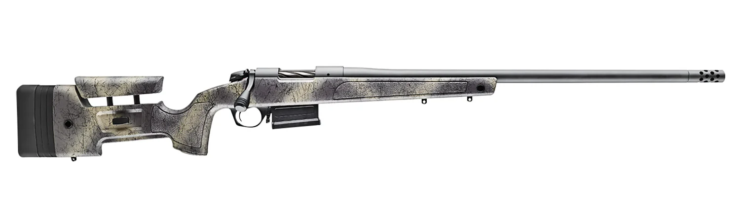 Bergara Rifles B145371 B-14 Wilderness HMR 308 Win 5+1 20" Threaded, Sniper Gray Cerakote Barrel/Rec, Adj. SoftTouch Woodland Camo Stock with Mini-Chassis, Omni Muzzle Brake