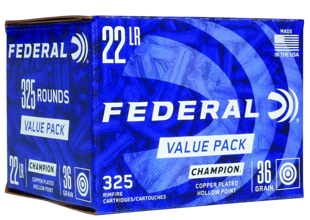 Federal 725 Champion Training Value Pack 22LR 36gr Copper Plated Hollow Point 325 Per Box/10 Case