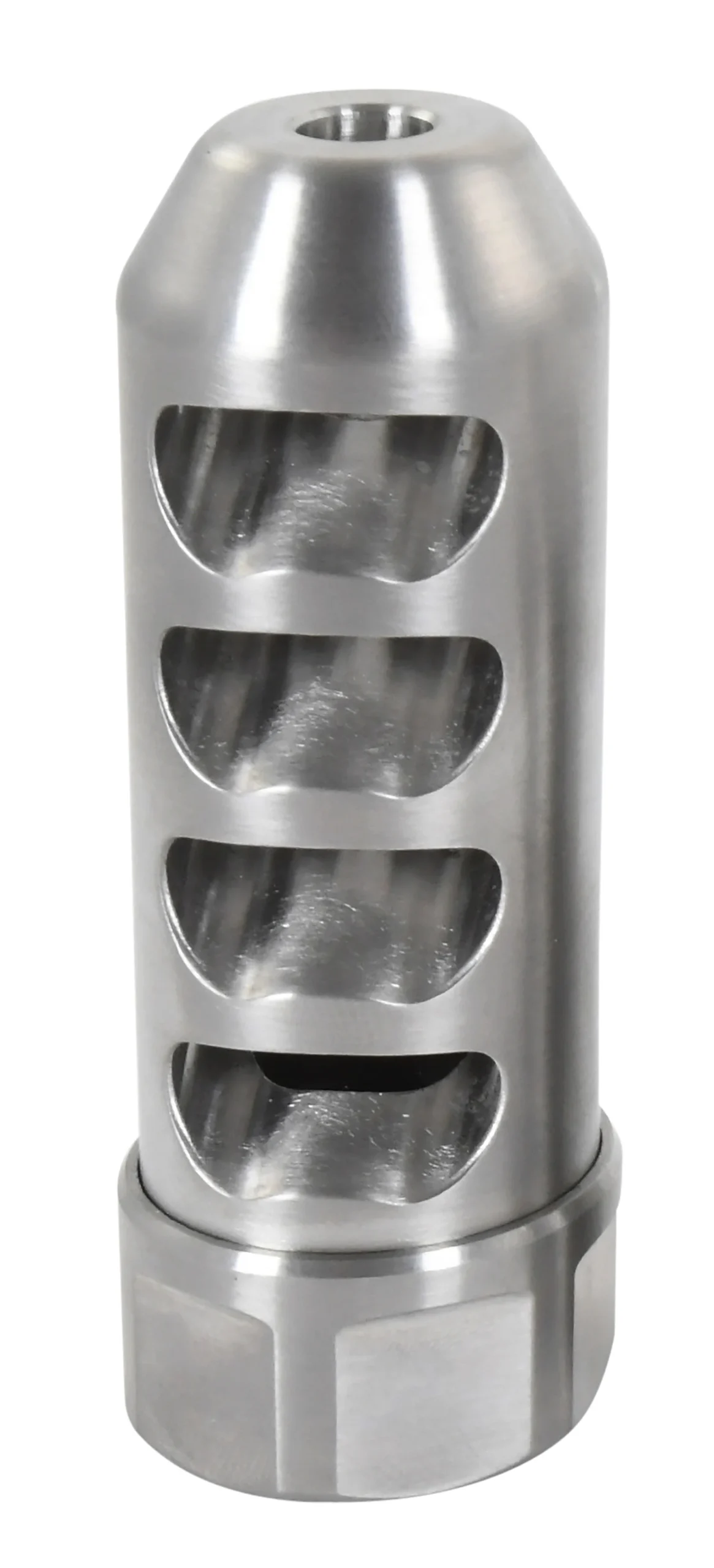 American Precision Arms G2F5838S Gen 2 Fat Bastard Self Timing Brake Stainless Steel with 5/8"-24 tpi Threads, 3.30" OAL & 1.115" Diameter for 338 Cal Rifle