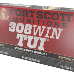 Fort Scott Munitions 308168SCV Tumble Upon Impact (TUI) Brush Hog 308Win 168gr Solid Copper Spun 20 Per Box/10 Case