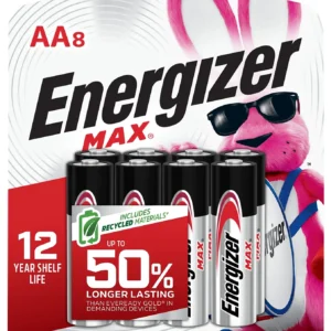 Energizer E91MP8 AA Max Silver 1.5V Alkaline, Qty (8) Single Pack