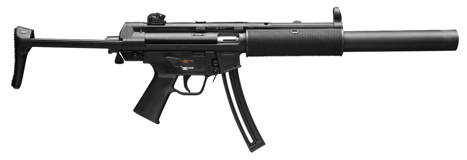 HK 81000468 MP5 Full Size 22 LR 25+1 16.10" Black Steel Barrel. Black Retractable Black Polymer Stock & Grips