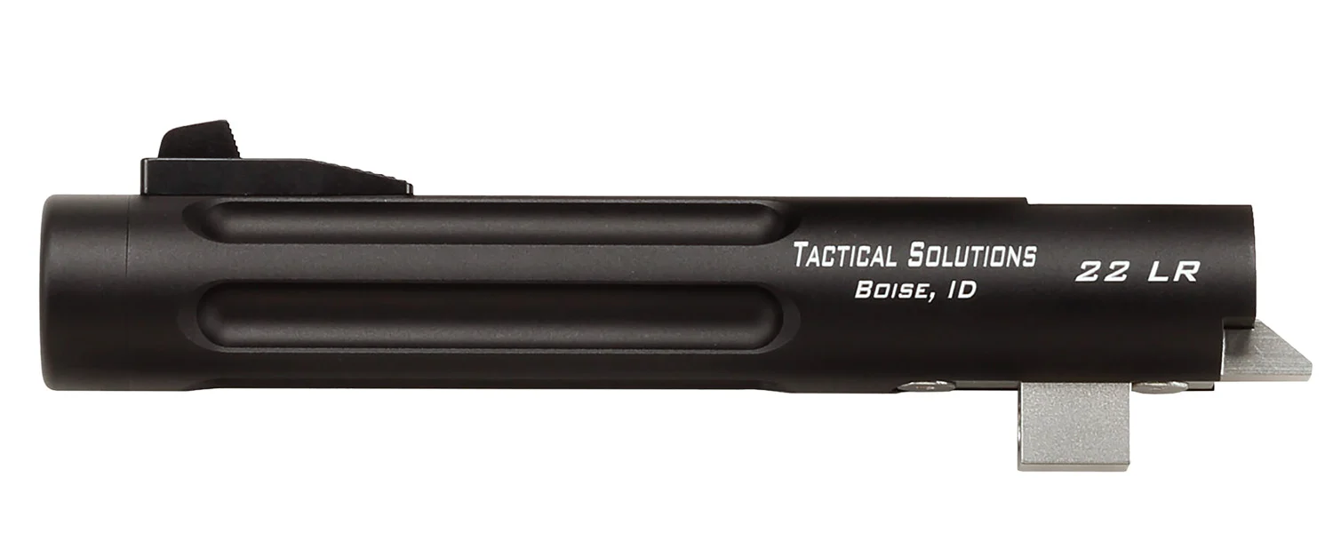 Tactical Solutions TL55TEMBRF Trail-Lite Barrel 22 LR 5.50" Black Matte Finish 6061-T6 Aluminum Material with Fluting, Threading & Fiber Optic Front Sight for Browning Buck Mark