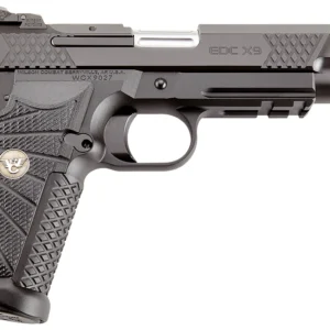 Wilson Combat EDCXLPR9A EDC X9L 9mm Luger 15+1 5" Black DLC Serrated Stainless Steel Slide, Black Aluminum Frame w/Beavertail & Picatinny Rail, Black G10 Starburst Grip