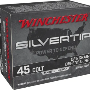 Winchester Ammo W45CST Silvertip 45Colt 225gr Silvertip Jacket Hollow Point 20 Per Box/10 Case