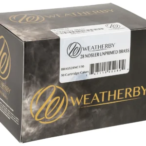 Weatherby BRASS28NCT50 Unprimed Cases 28Nosler Rifle Brass 50/Box
