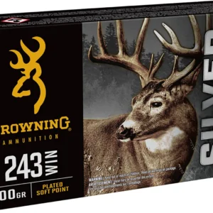Browning Ammo B192602431 Silver 243Win 100gr Plated Soft Point 20 Per Box/10 Case