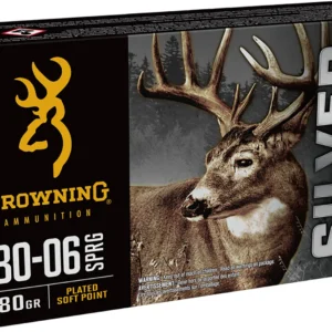 Browning Ammo B192630061 Silver 30-06Springfield 180gr Plated Soft Point 20 Per Box/10 Case
