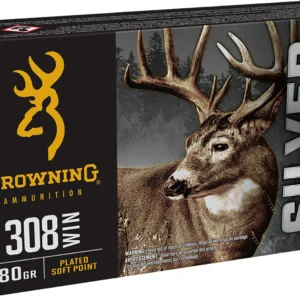 Browning Ammo B192603081 Silver 308Win 180gr Plated Soft Point 20 Per Box/10 Case