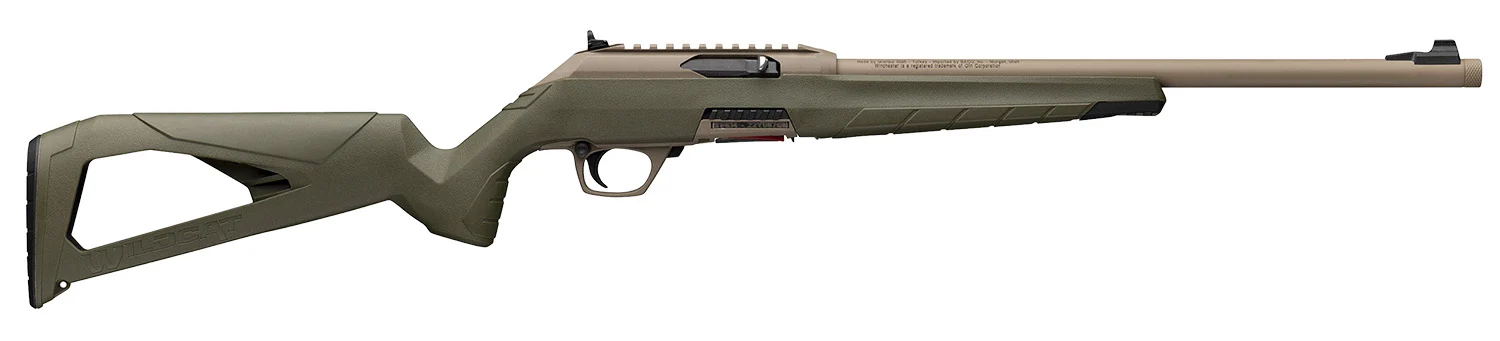 Winchester Repeating Arms 521159102 Wildcat SR 22 LR 10+1 16.50" Flat Dark Earth Threaded Barrel, Flat Dark Earth Picatinny Rail Polymer Receiver, Adj Cheek Piece & LOP OD Green Synthetic Stock