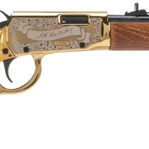 Rossi RL22181WDGDH Rio Bravo Doc Holiday 22 LR 15+1 18" Polished Black Oxide Alloy Steel Barrel, Gold Engraved Aluminum Receiver, Fixed Hardwood Stock