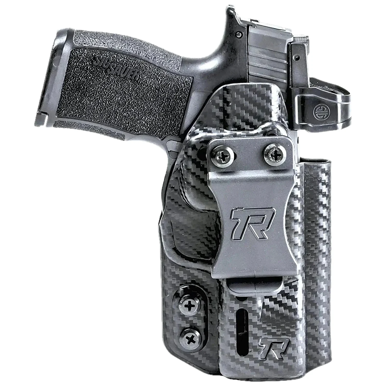 Rounded Gear RGDRUIDSIGP320CFAMBI Druid IWB/OWB Black Carbon Fiber Kydex Fits Sig P320 Ambidextrous