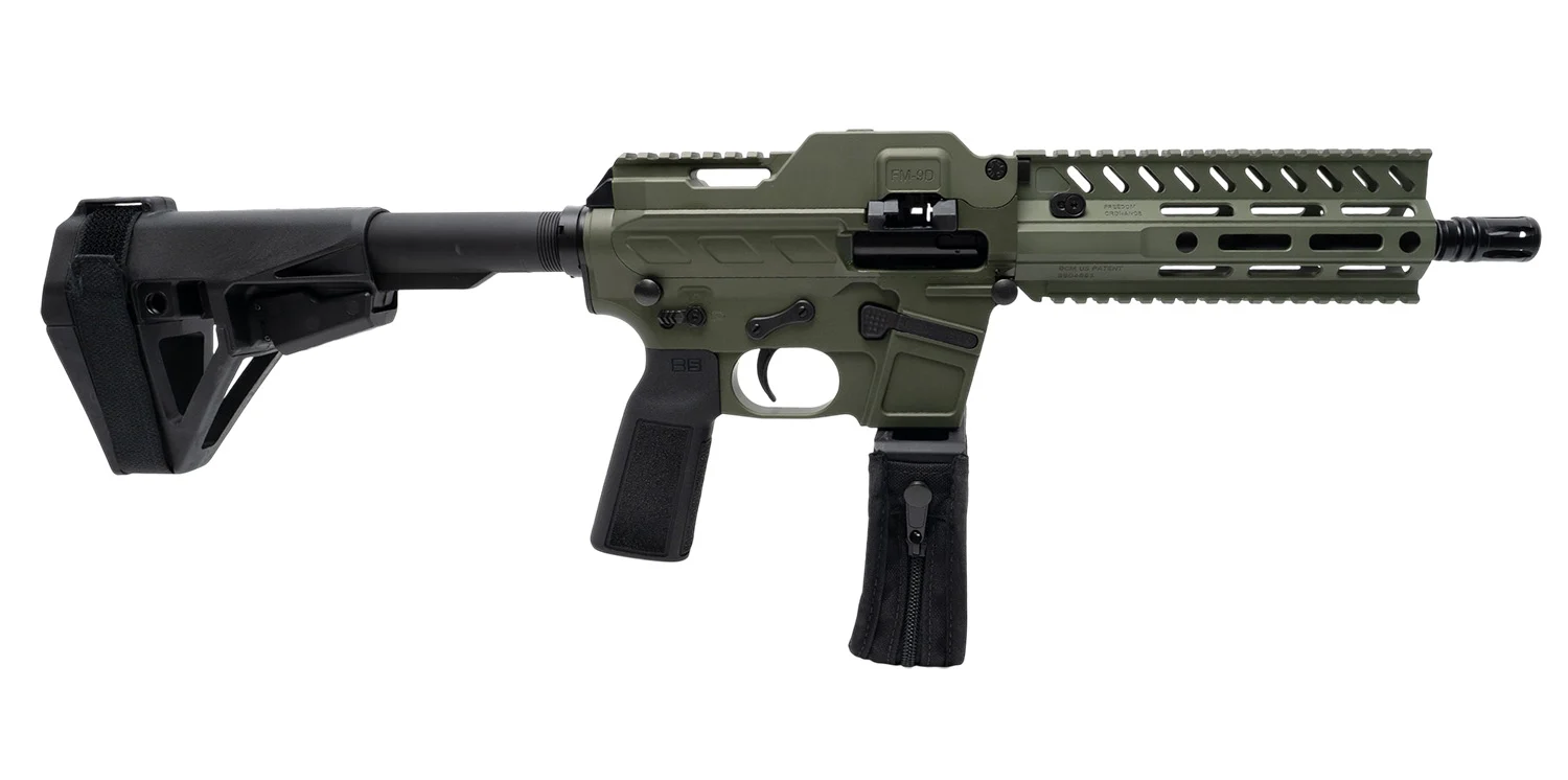 Freedom Ordance FM9D8-ODG FM9D 9mm Luger 33+1 8" Black Anodized Barrel, OD Green Anodized Receiver