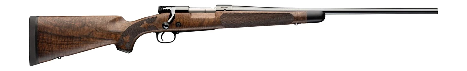 Winchester Repeating Arms 535248226 Model 70 Super Grade 270 Win 5+1 24" Blue Polished Target Crown Barrel, Blue Polished Steel Drilled & Tapped Receiver, Gloss AAA Claro Walnut Fixed Stock, Right Han
