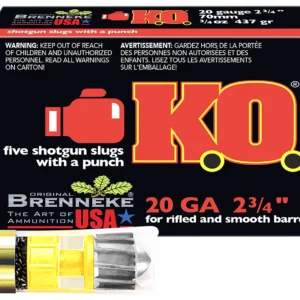 Brenneke SL202KO K.O. 20Gauge 2.75" 3/4oz Slug Shot 5 Per Box/50 Case