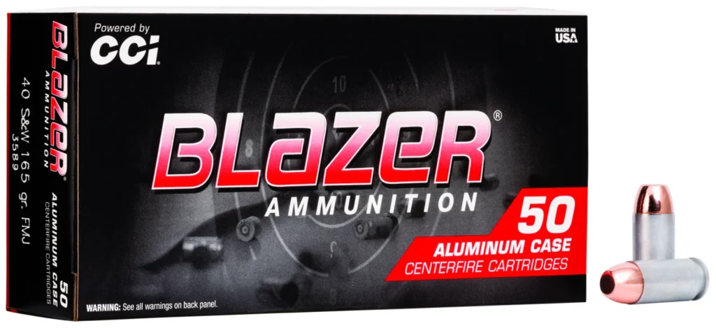 CCI 3589 Blazer Handgun 40S&W 165gr Total Metal Jacket 50 Per Box/20 Case