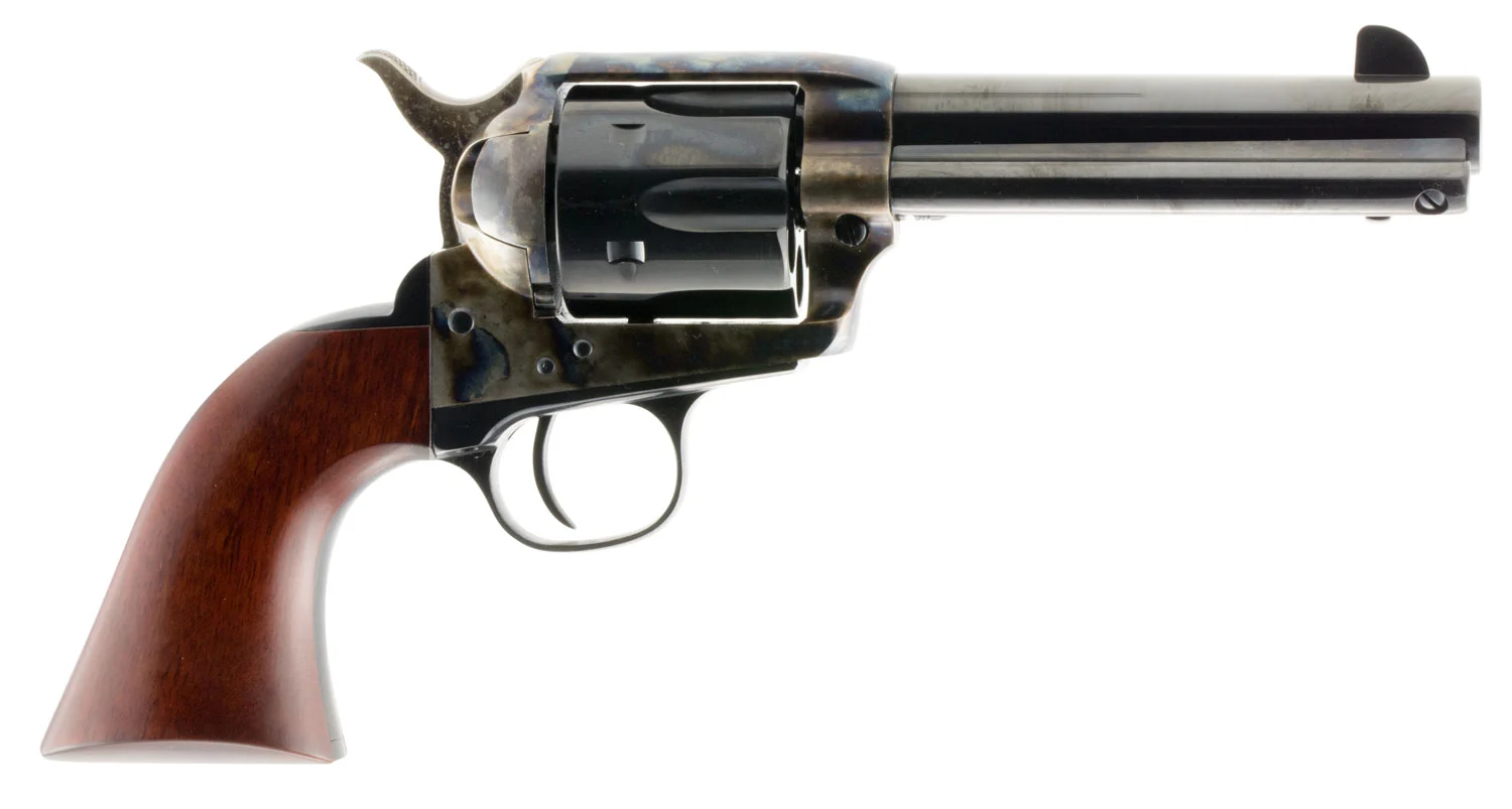 Taylors & Company 550897 1873 Cattleman SAO 45 Colt (LC) Caliber with 5.50" Blued Finish Barrel, 6rd Capacity Blued Finish Cylinder, Color Case Hardened Finish Steel Frame & Walnut Grip