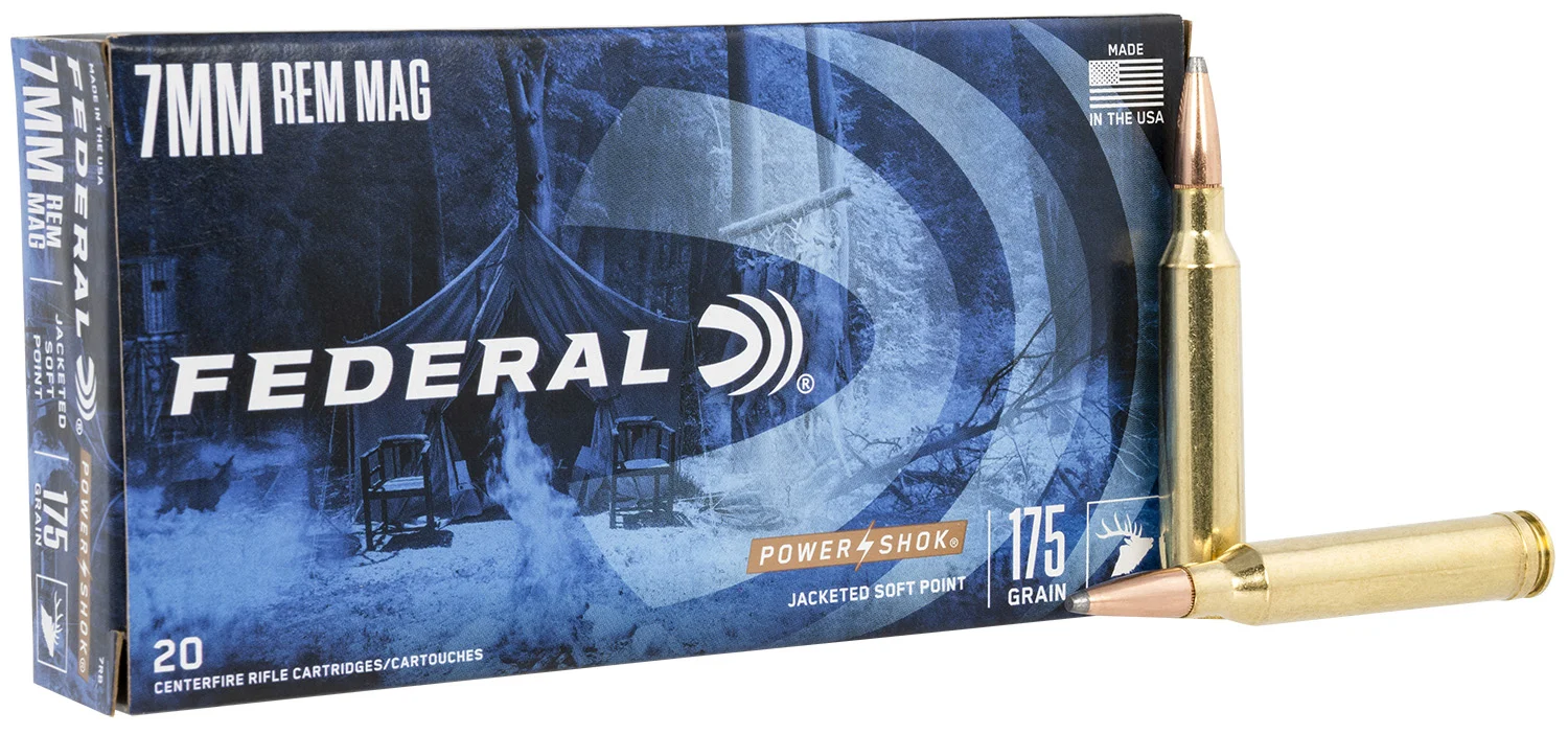 Federal 7RB Power-Shok 7mmRemMag 175gr Jacketed Soft Point 20 Per Box/10 Case