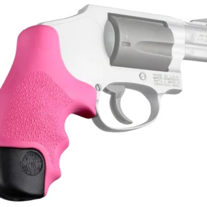 Hogue 60027 OverMolded Tamer Cobblestone Pink Rubber with Finger Grooves for S&W J Frame Centennial with Round Butt, Bodyguard