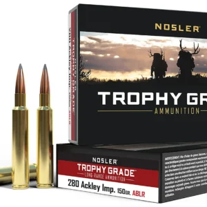 Nosler 60116 Trophy Grade Long-Range 280Ackley Improved 150gr Nosler Spitzer AccuBond Long Range 20 Per Box/10 Case