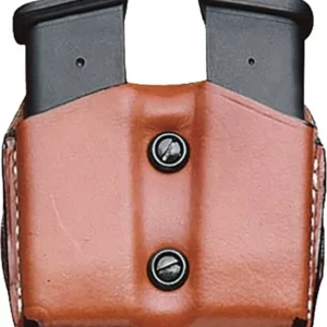 DESANTIS DOUBLE MAG POUCH OWB - LTHR FITS GLOCK 17/19/23/22 TN