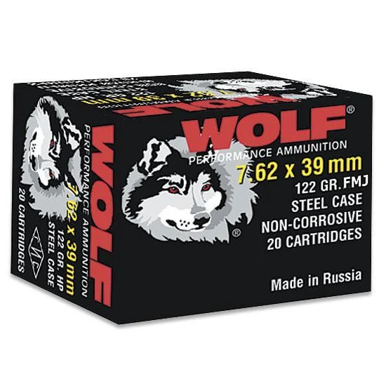 Wolf WPA Polyformance Rifle Ammunition 7.62x39mm 123 gr FMJ 2396 fps - 20/ct
