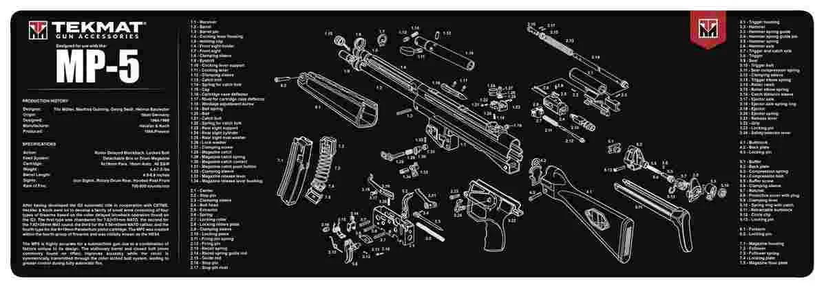 TekMat 12x36 Gun Cleaning Mat - Heckler & Koch MP5