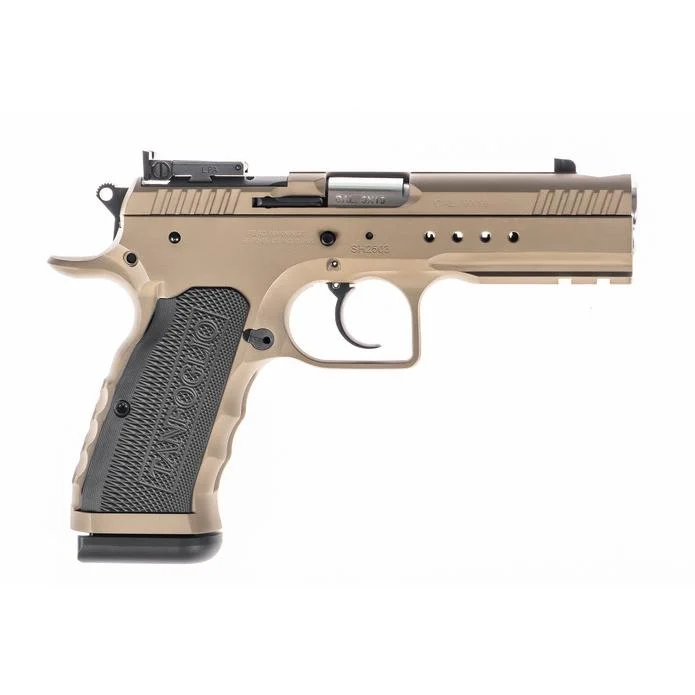 Tanfoglio Hexagon Tactical Handgun 9mm Luger 17rd Magazine(2) 4.45" Compensated Barrel DA/SA OR Tan
